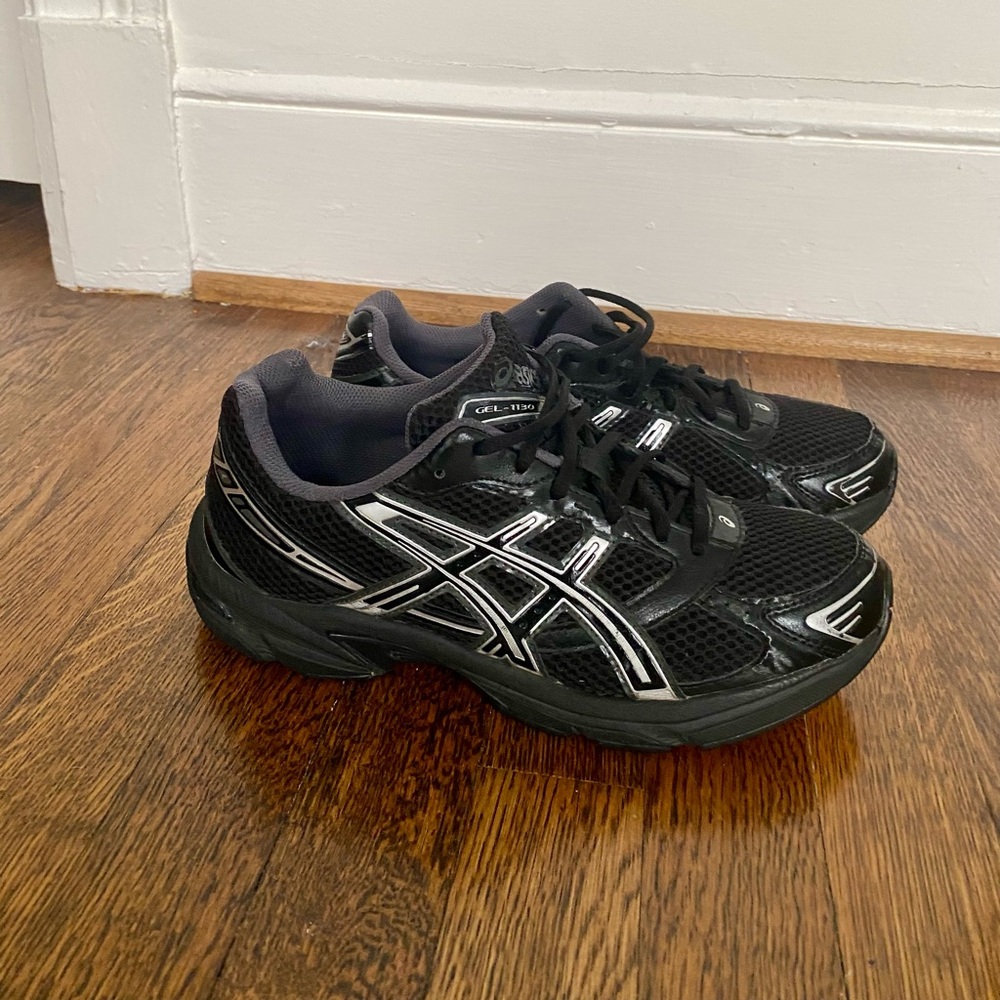 Asics Gel-1130 Black and Silver Sneakers with Reflective Design